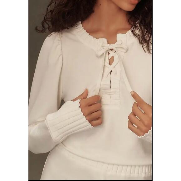 Anthropologie Sundays TORY Lounge Knit Jumpsuit | Sz S, Cream White NEW $211 - Picture 2 of 10